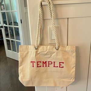 Canvas Tote Bag - Cream and Red
